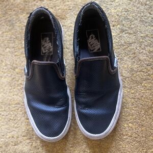 Vans Asher Black Perforated Leather Slip-Ons